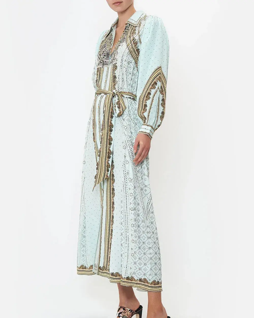 Camilla Curved Collar Shirt Midi Dress Luxe Espiritu Size L / AU 14 for rent on The Volte - main image