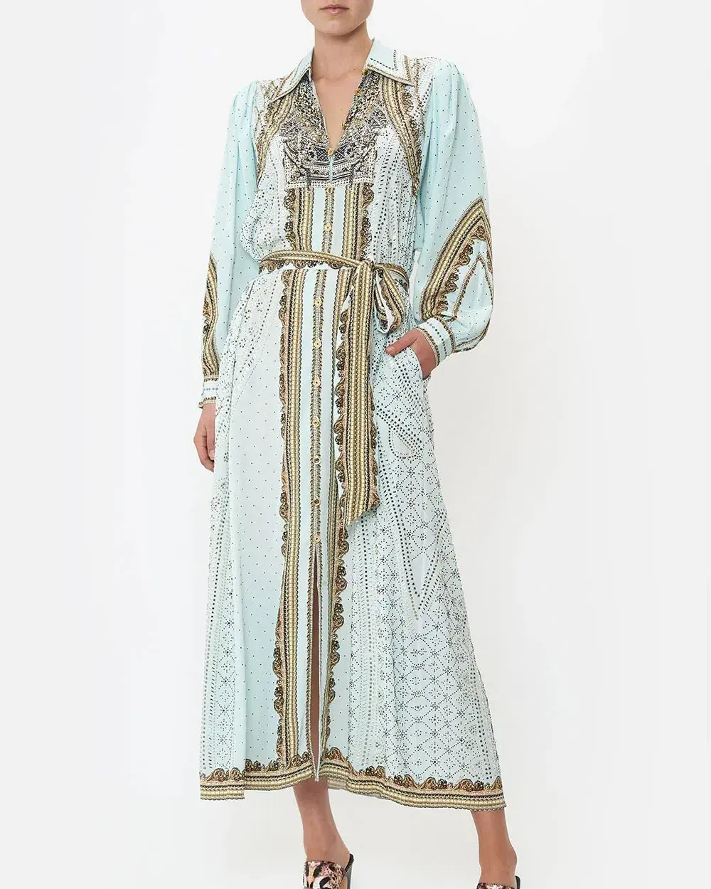 Camilla Curved Collar Shirt Midi Dress Luxe Espiritu Size L / AU 14 for rent on The Volte - main image