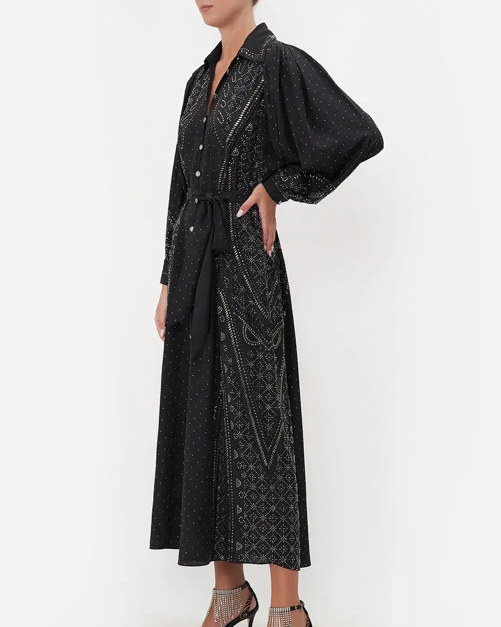 Camilla Curved Collar Shirt Midi Dress Luxe Espiritu  Size L / AU 14 for rent on The Volte - main image