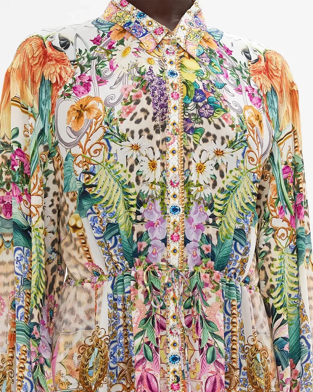 Camilla Flowers Of Neptune Tiered Long Shirt Dress Floral Size XXL / AU 18 - Image 4