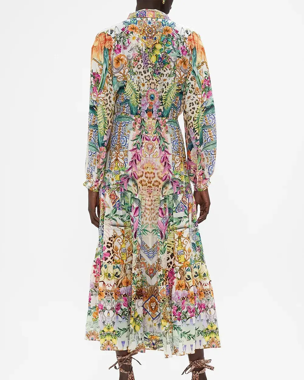 Camilla Flowers Of Neptune Tiered Long Shirt Dress Floral Size XXL / AU 18 - Image 3