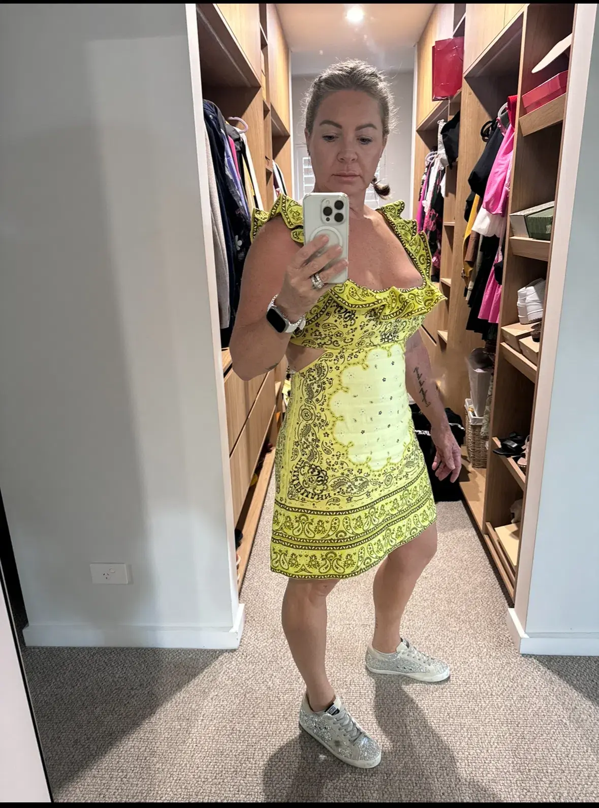 Zimmermann Matchmaker Cutout Ruffle Mini Dress Paisley Pattern Yellow Bandana Size 3 / AU 14 - Image 4
