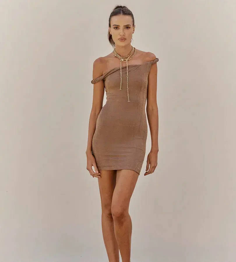 Johansen Poppy Mini Dress Taupe Size L / AU 12 - Image 1