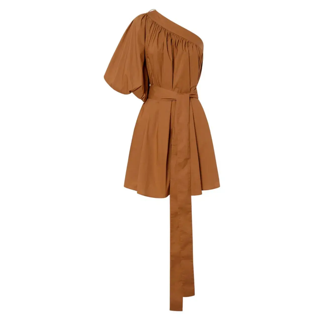 Oroton One Shoulder Gathered Dress Brandy Size 10  - Image 4