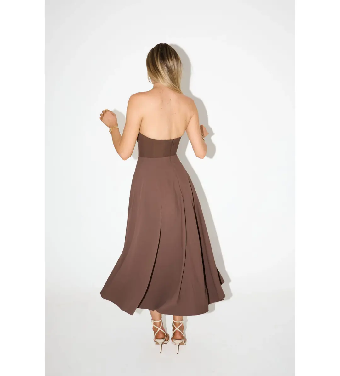 Odd Muse The Ultimate Muse Strapless Midi Dress Chocolate Size 10  for rent on The Volte - main image
