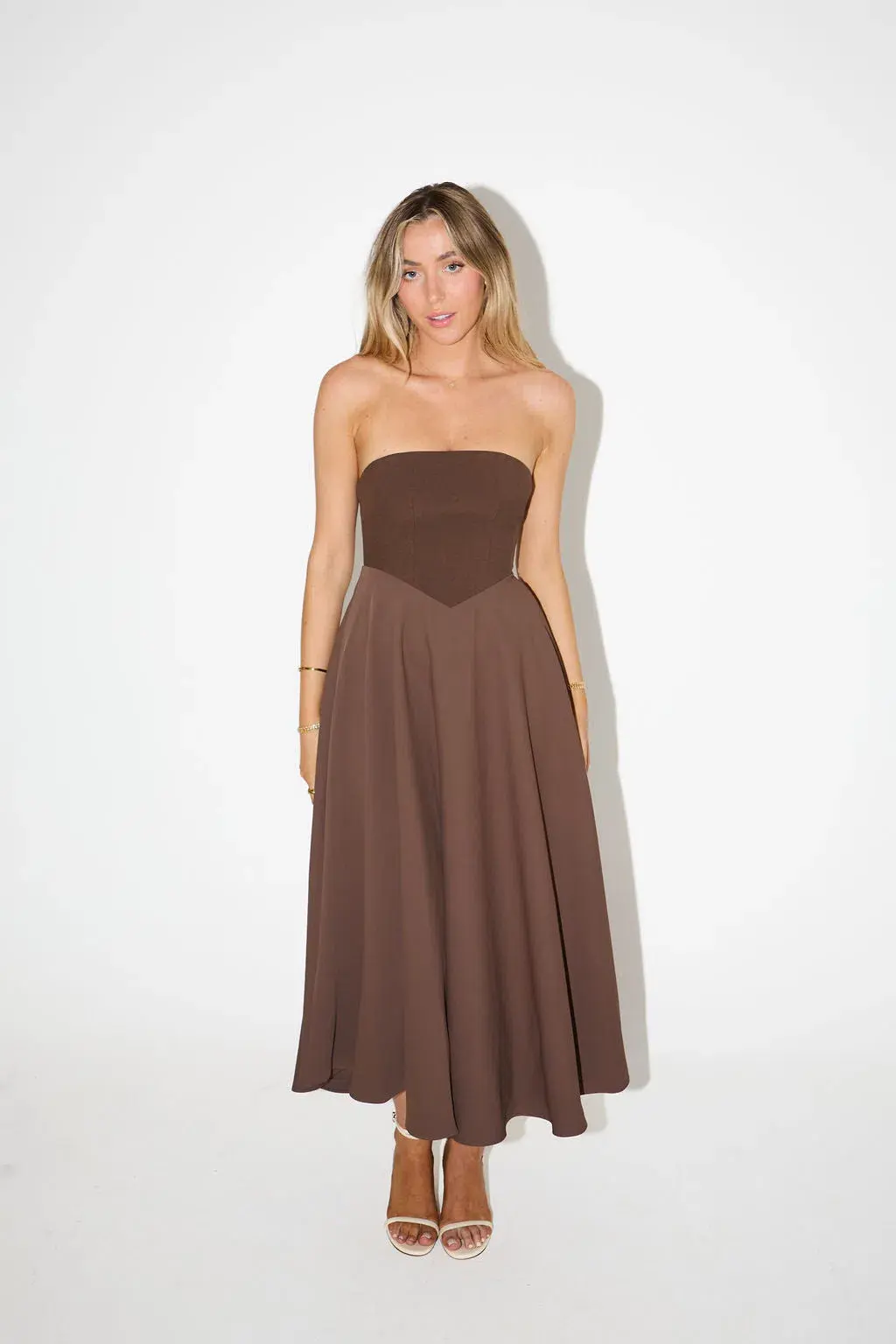 Odd Muse The Ultimate Muse Strapless Midi Dress Chocolate Size 10  - Image 1