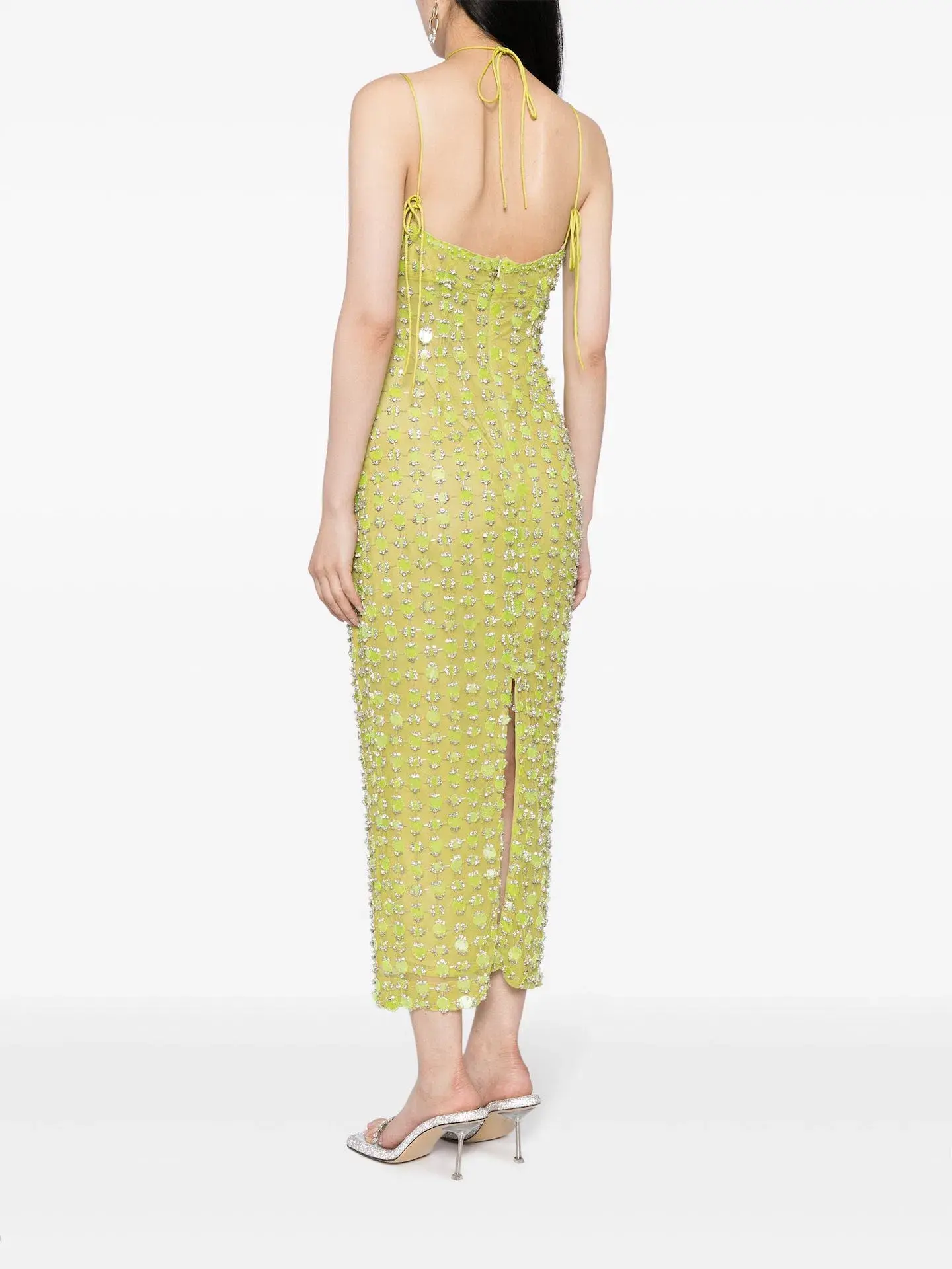 Rachel Gilbert Lucinda Midi Dress Lime with Crystals Size 3 / AU 12 - Image 2