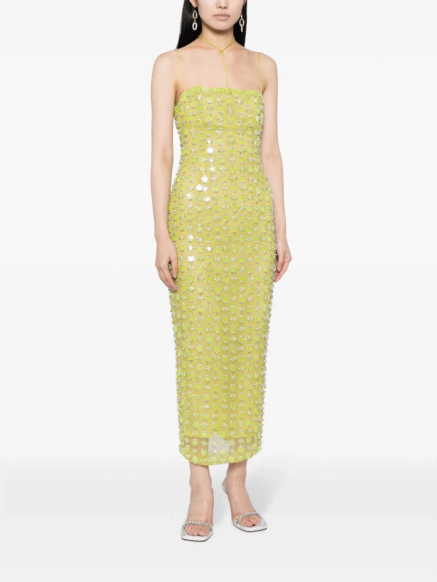 Rachel Gilbert Lucinda Midi Dress Lime with Crystals Size 3 / AU 12 - Image 1