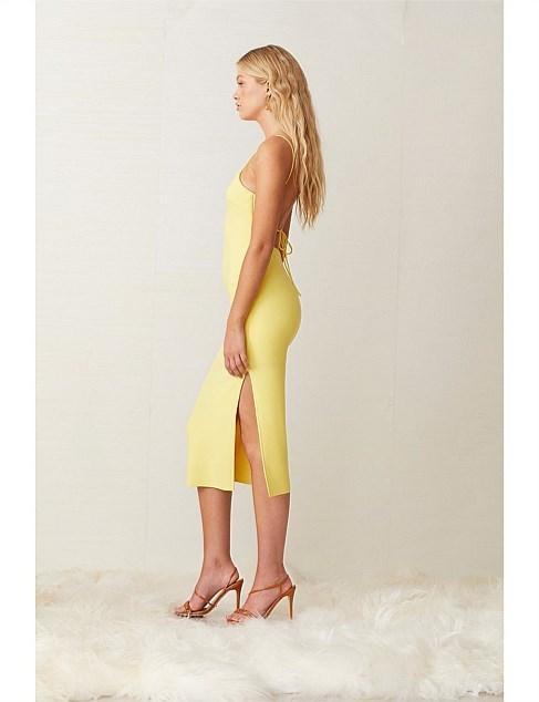 Bec & Bridge Gemma Midi Dress Yellow Size 10 for rent on The Volte - main image
