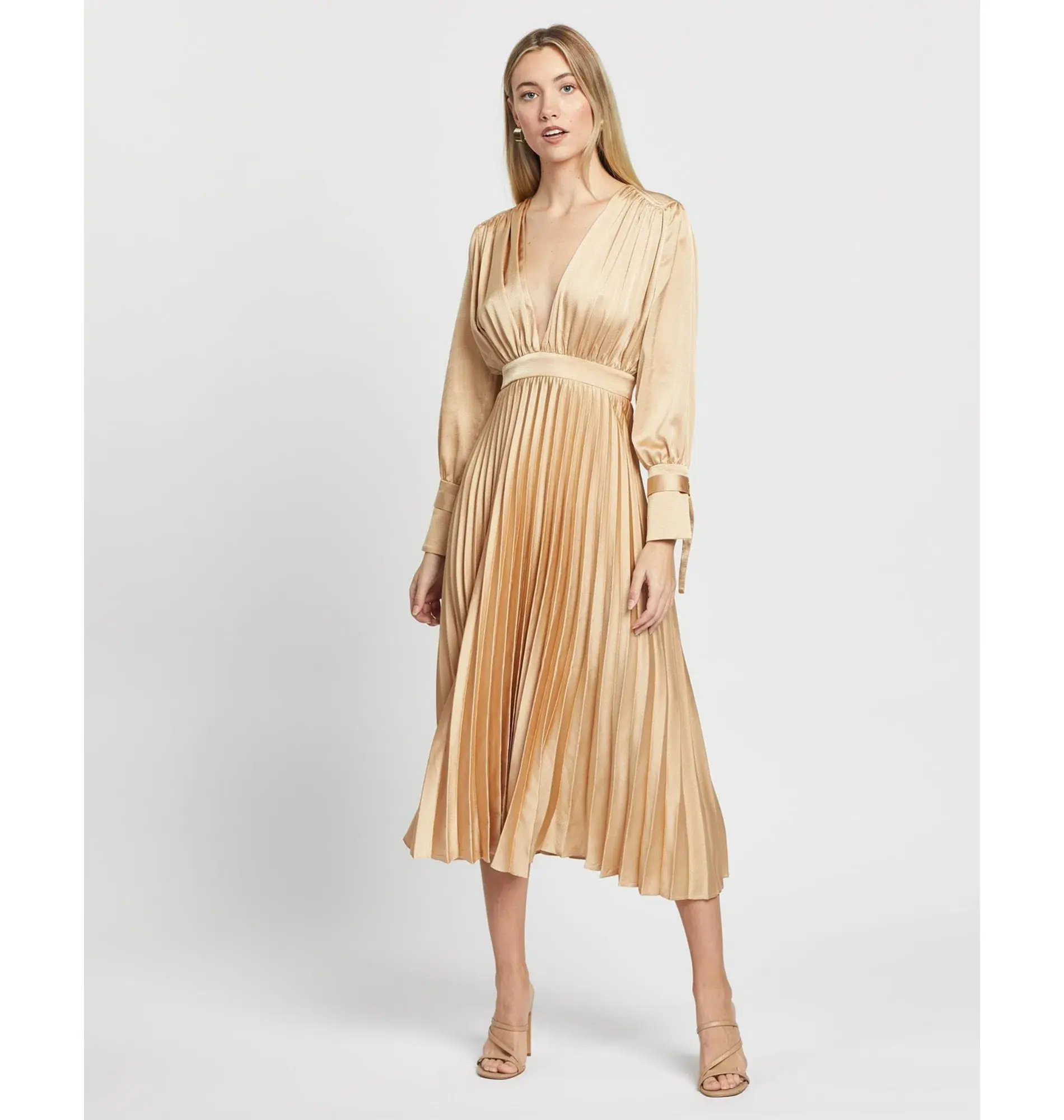 Nicola Finetti Eliana Dress Gold Size AU 10 - Image 1