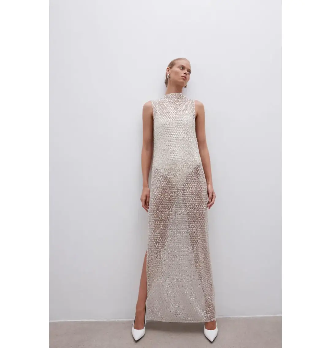 Shona Joy Asteria Midi Dress Silver Size AU 8 for rent on The Volte - main image