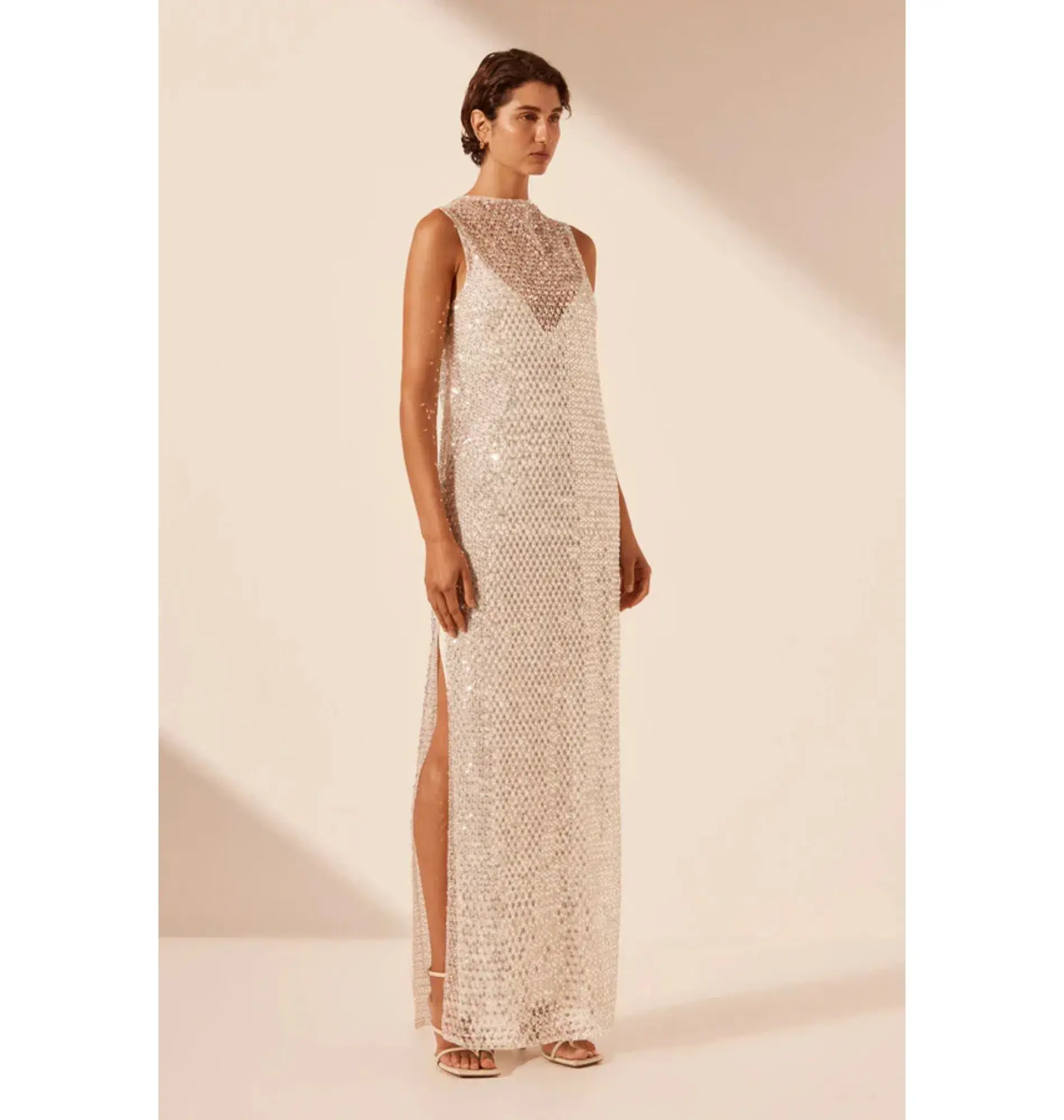 Shona Joy Asteria Midi Dress Silver Size AU 10 - Image 2