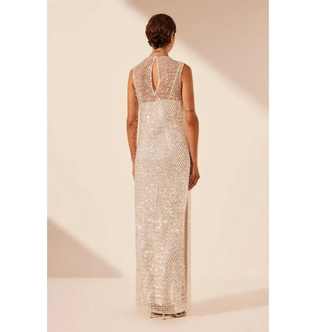 Shona Joy Asteria Midi Dress Silver Size AU 10 for rent on The Volte - main image