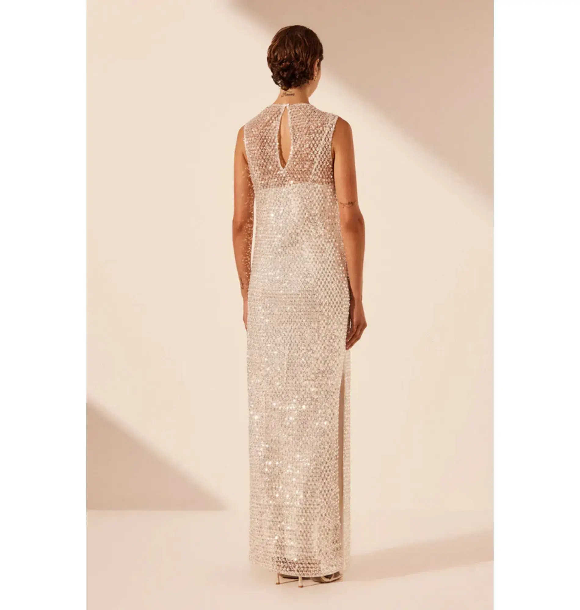 Shona Joy Asteria Midi Dress Silver Size AU 10 - Image 4
