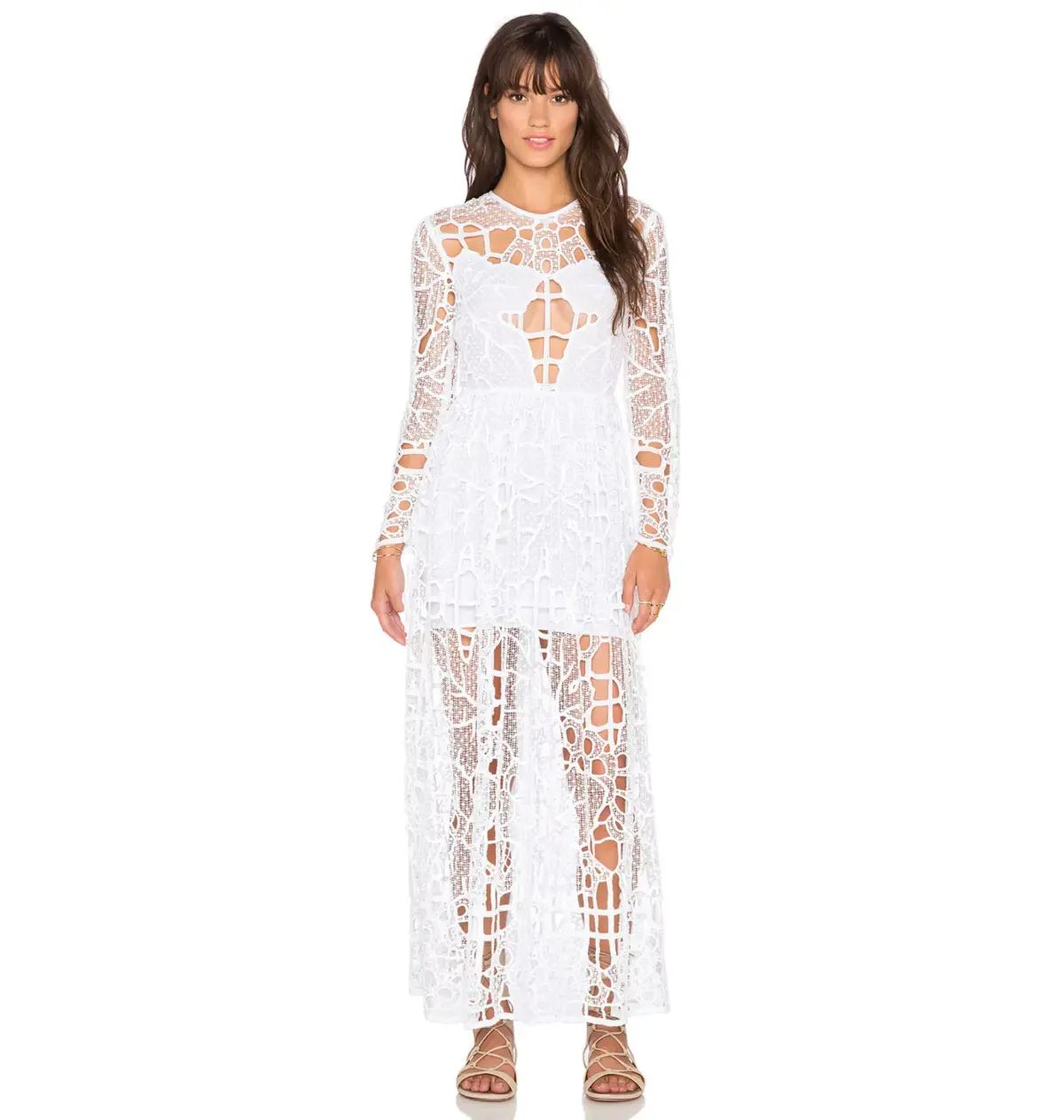 Alice McCall Burning Love Dress in White Leaf Size AU 8 - Image 1