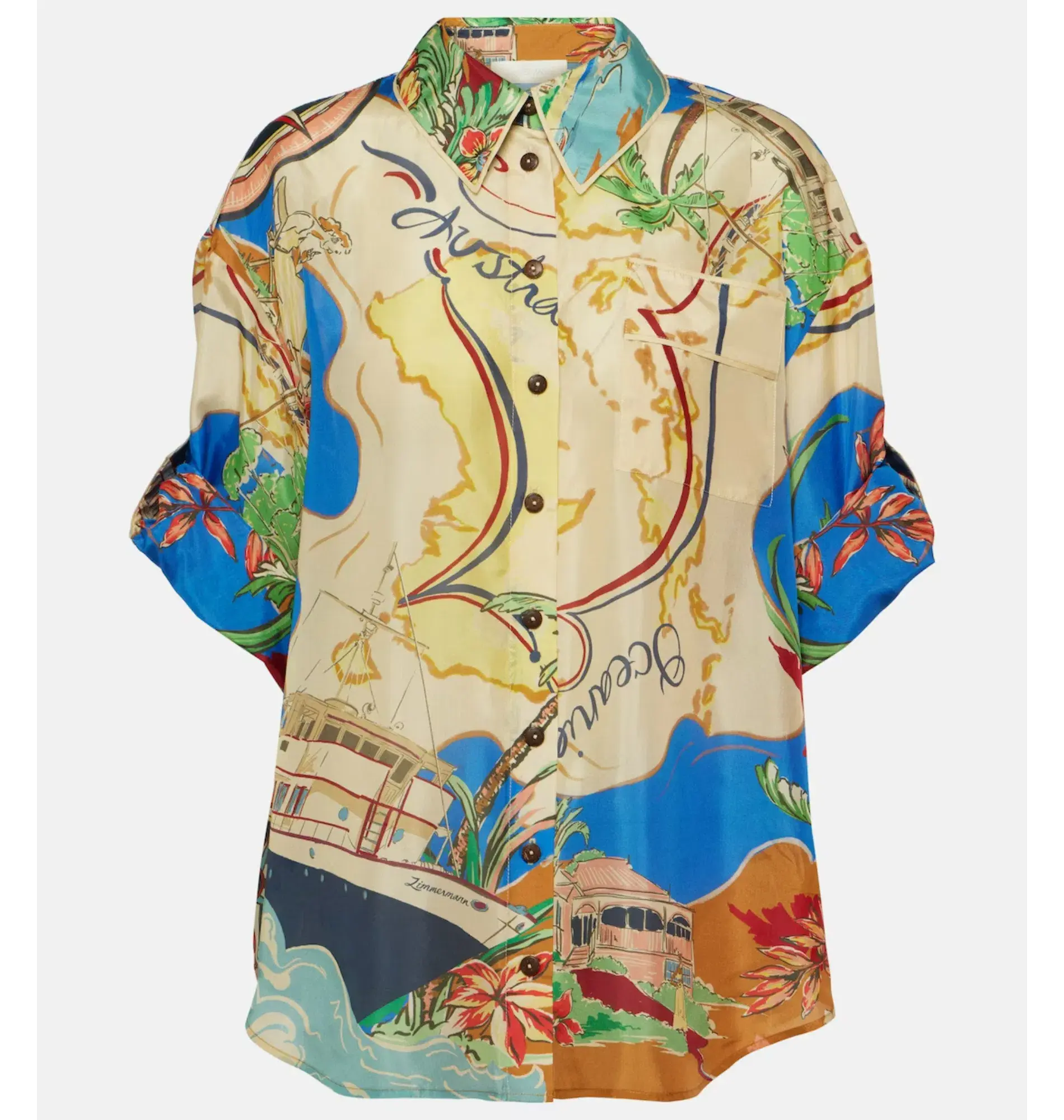 Zimmermann Alight Shorts And Shirt Set Natural Map Size 0 / AU 8  - Image 5