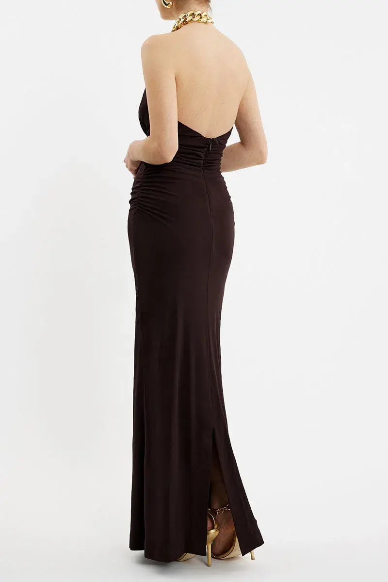 Rebecca Vallance Phoenix Gown Chocolate Brown Size 6 - Image 3