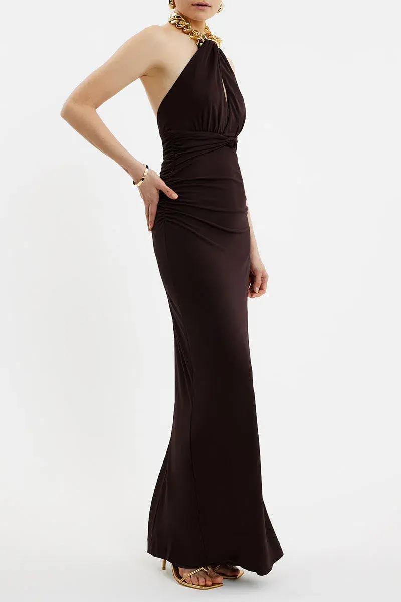 Rebecca Vallance Phoenix Gown Chocolate Brown Size 6 - Image 4