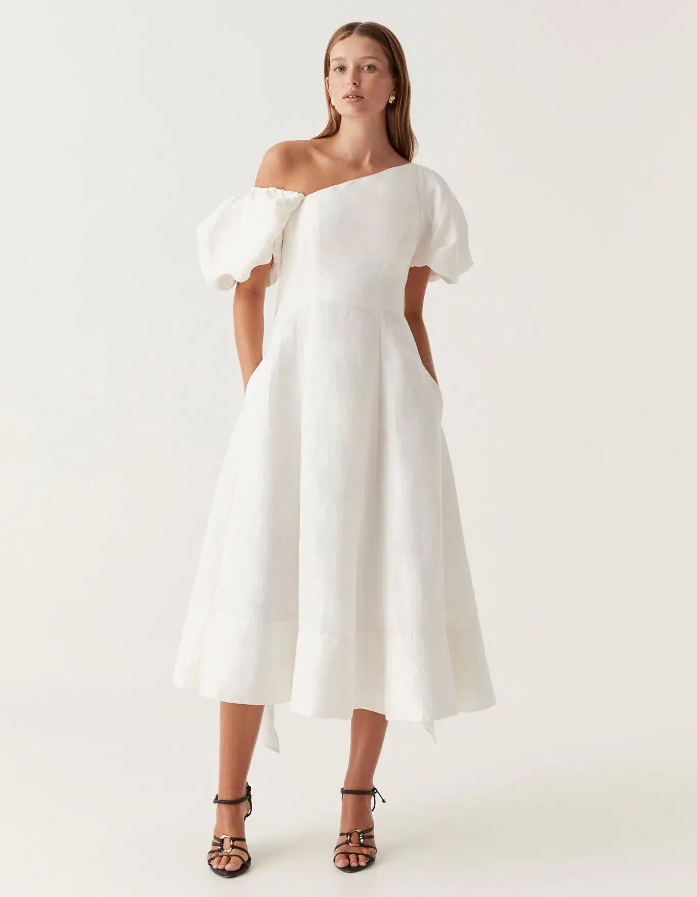 Aje Arista Tulip Sleeve Midi Dress Ivory Size 6 - Image 1