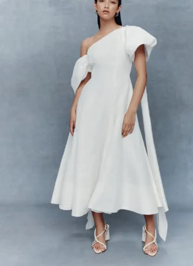 Aje Arista Tulip Sleeve Midi Dress Ivory Size 6 - Image 9