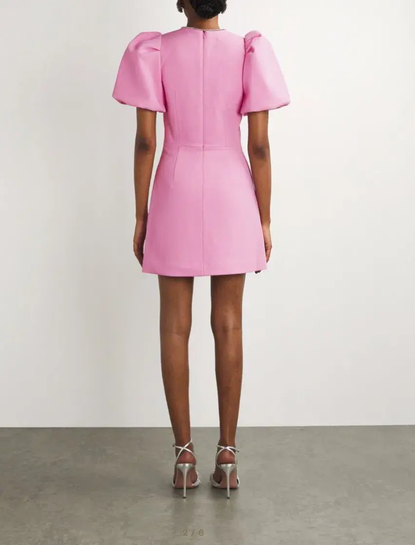 Rebecca Vallance Karina Puff Sleeve Mini Dress Pink Size 8 - Image 9