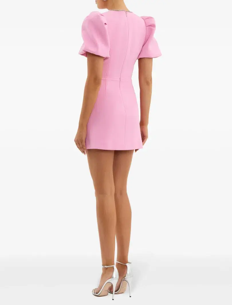 Rebecca Vallance Karina Puff Sleeve Mini Dress Pink Size 8 - Image 3