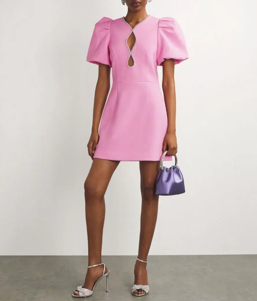 Rebecca Vallance Karina Puff Sleeve Mini Dress Pink Size 8 - Image 8