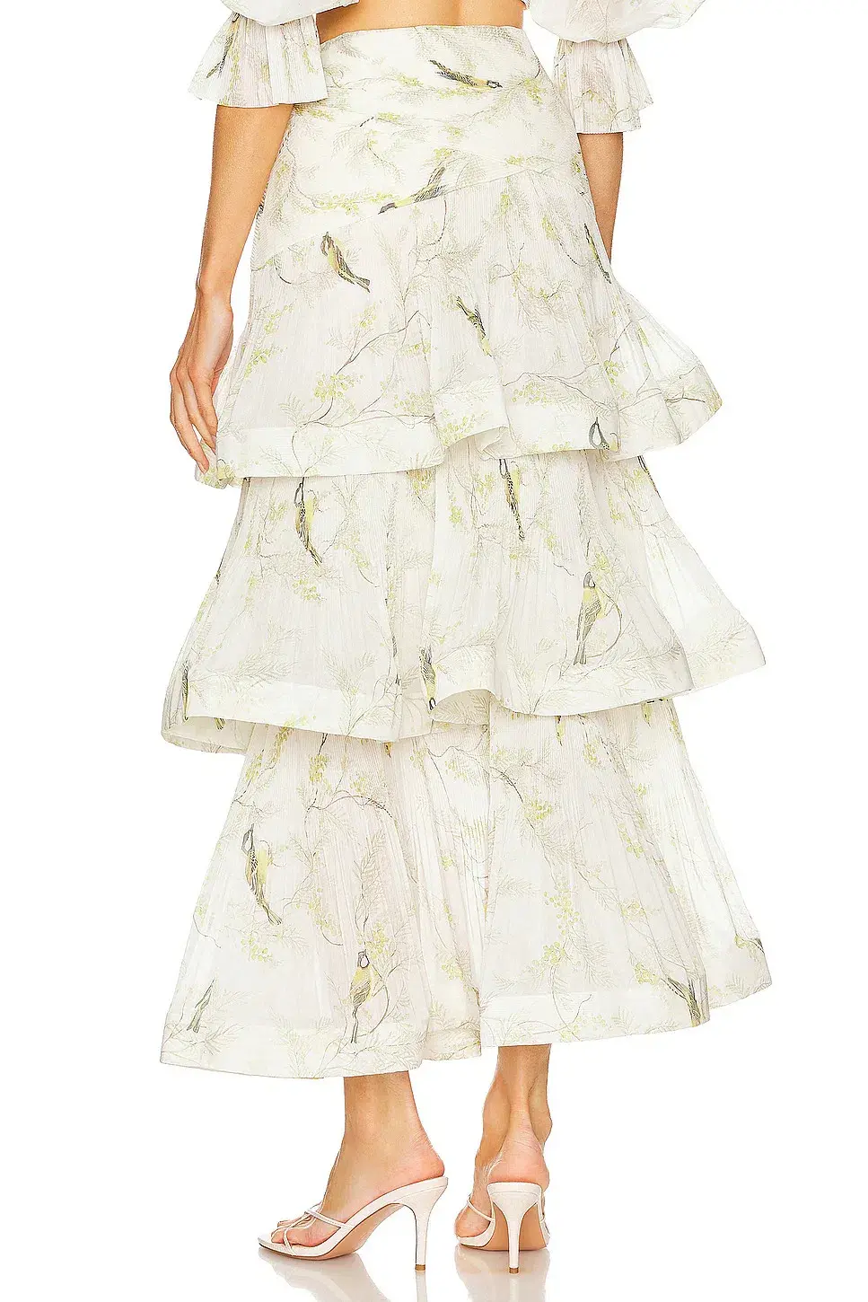 Zimmermann Pleated Bodice and Tiered Skirt Set in Acacia Birds Size 1 / AU 10 - Image 3