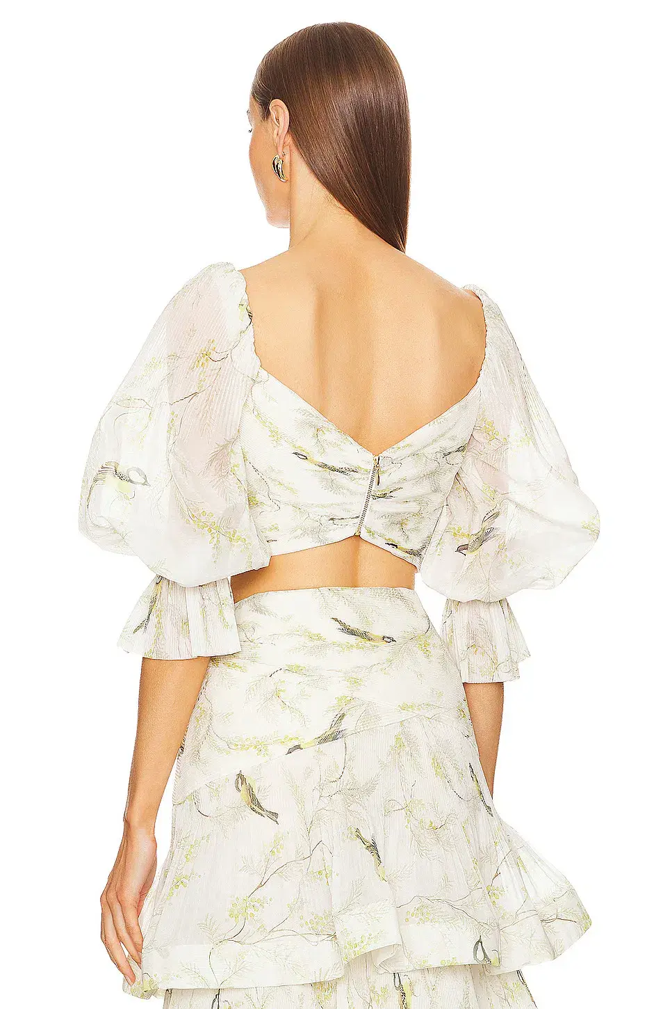Zimmermann Pleated Bodice and Tiered Skirt Set in Acacia Birds Size 1 / AU 10 - Image 2