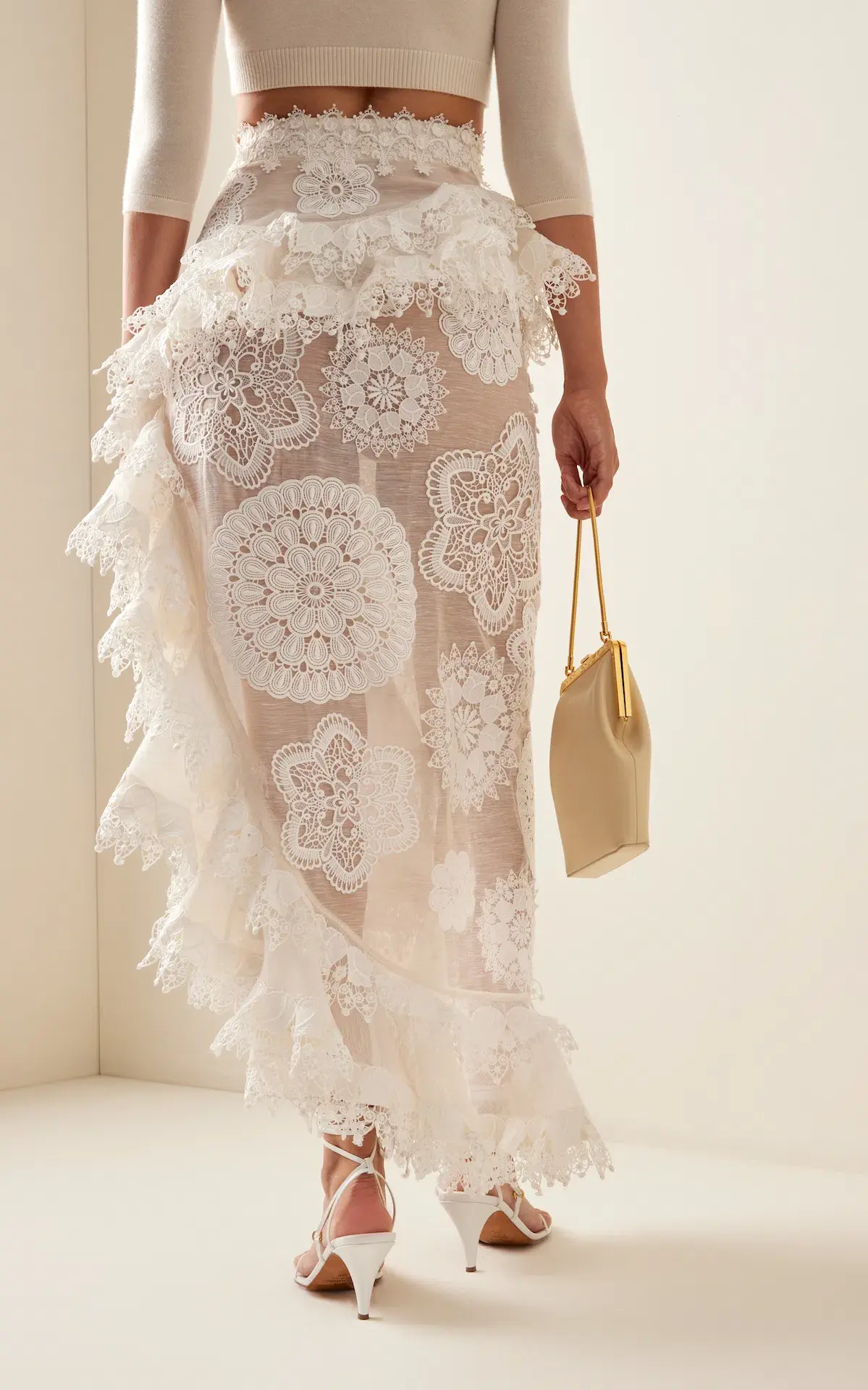Zimmermann Matchmaker Doily Skirt Ivory Size 1 & Matchmaker Crop Knit Parchment Size 1/ AU 10 - Image 2