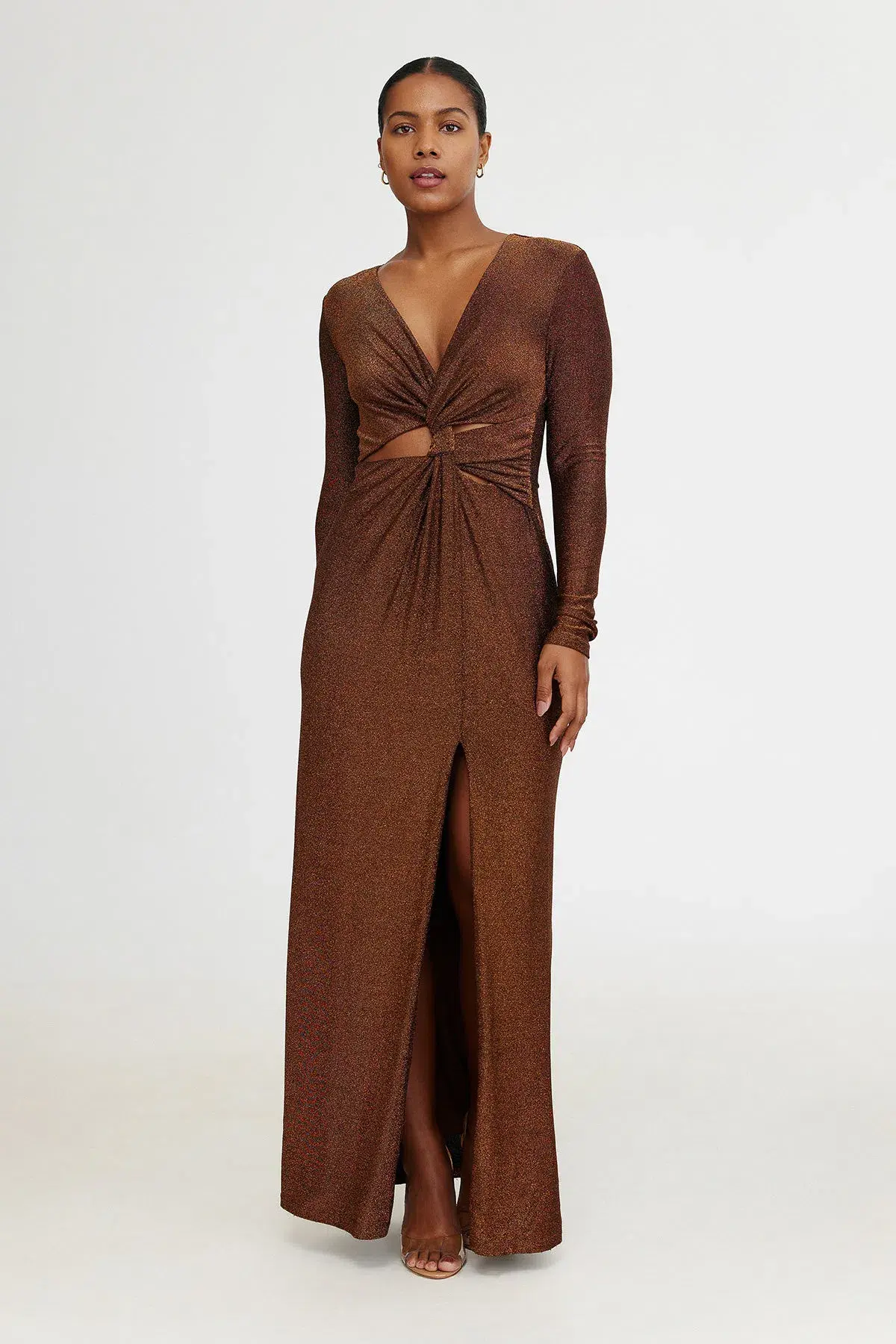 Significant Other Kyla Long Sleeve Dress in Bronze Size 8 - Image 1