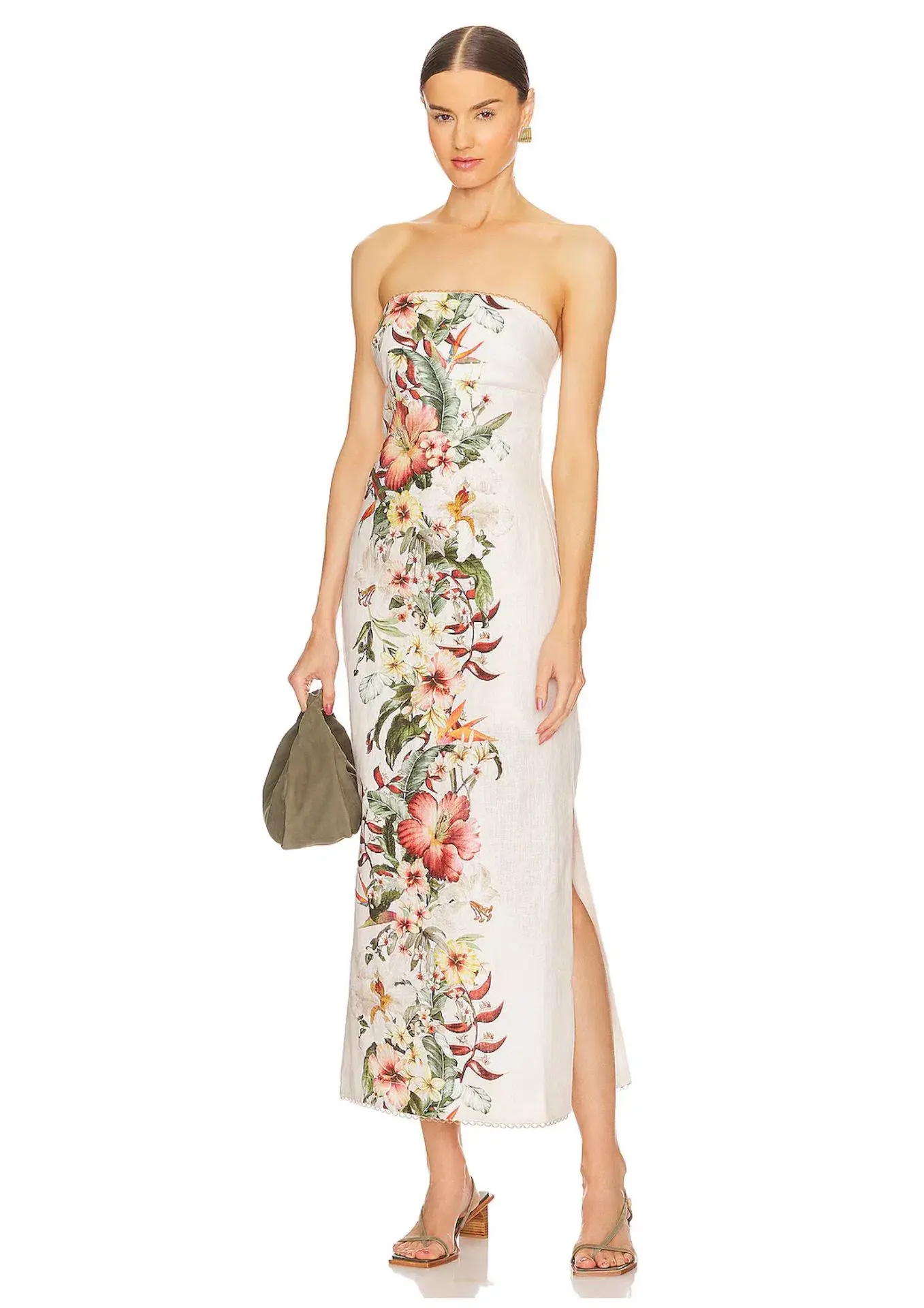 Zimmermann Lexi Column Midi Dress Ivory Palm Floral Size 1 / AU 10 - Image 1