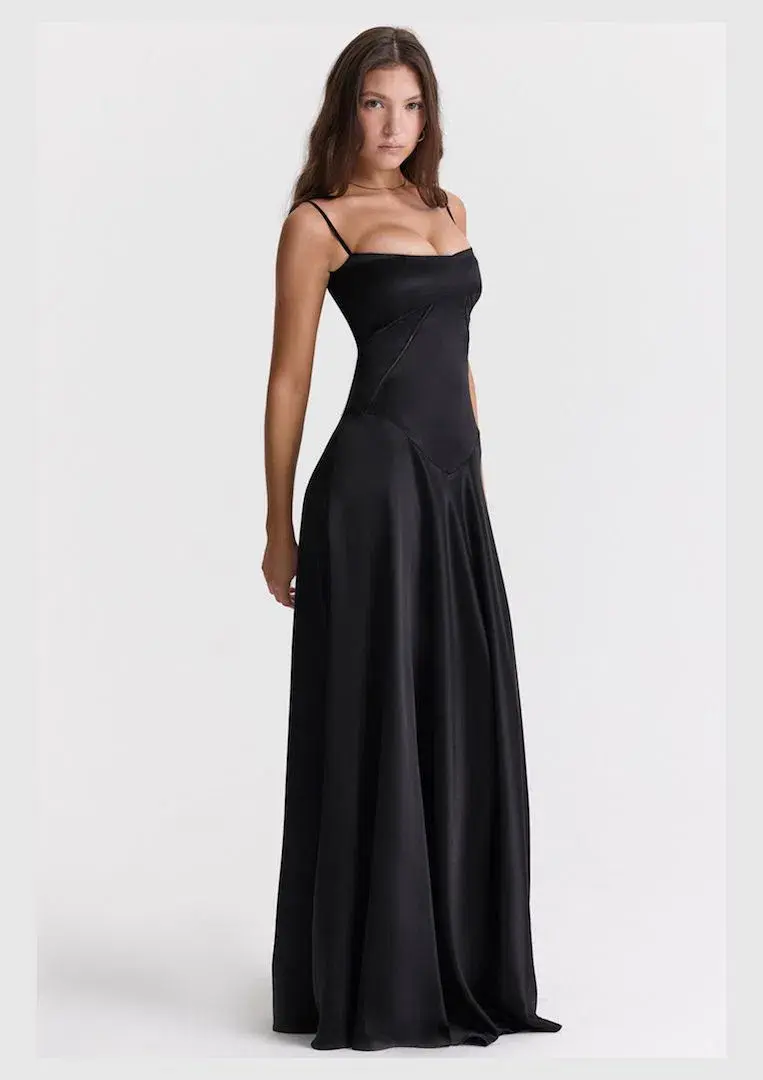 House of CB Anabella Lace Up Maxi Dress Black Size L / AU 12 - Image 2