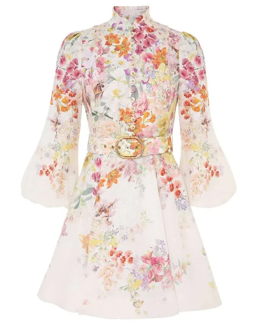 Zimmermann Natura Buttoned Mini Dress Kaleidoscope Garden  Size 2 / AU 12 - Image 5