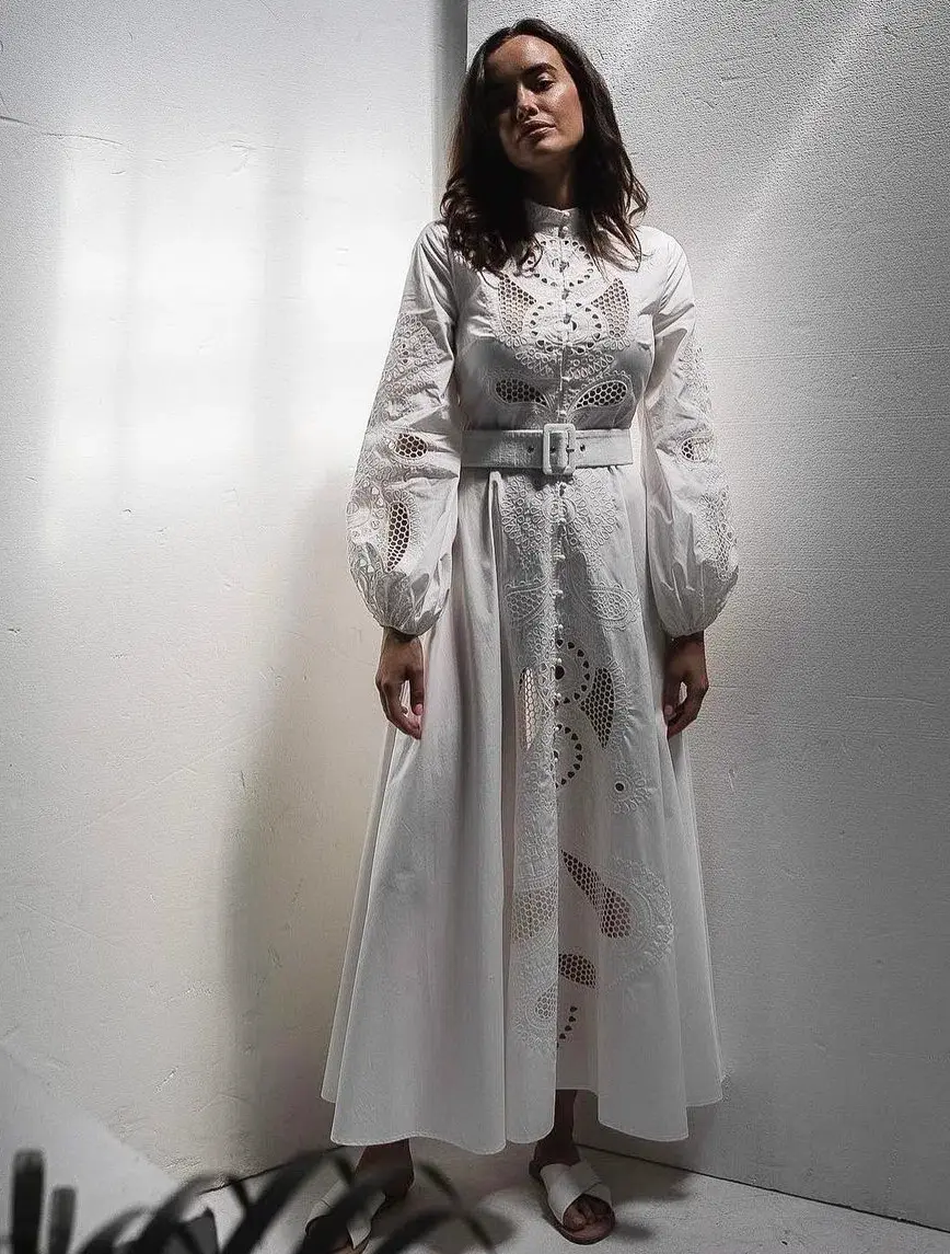 Ixiah Cosmos Maxi Dress White Size 6 - Image 1