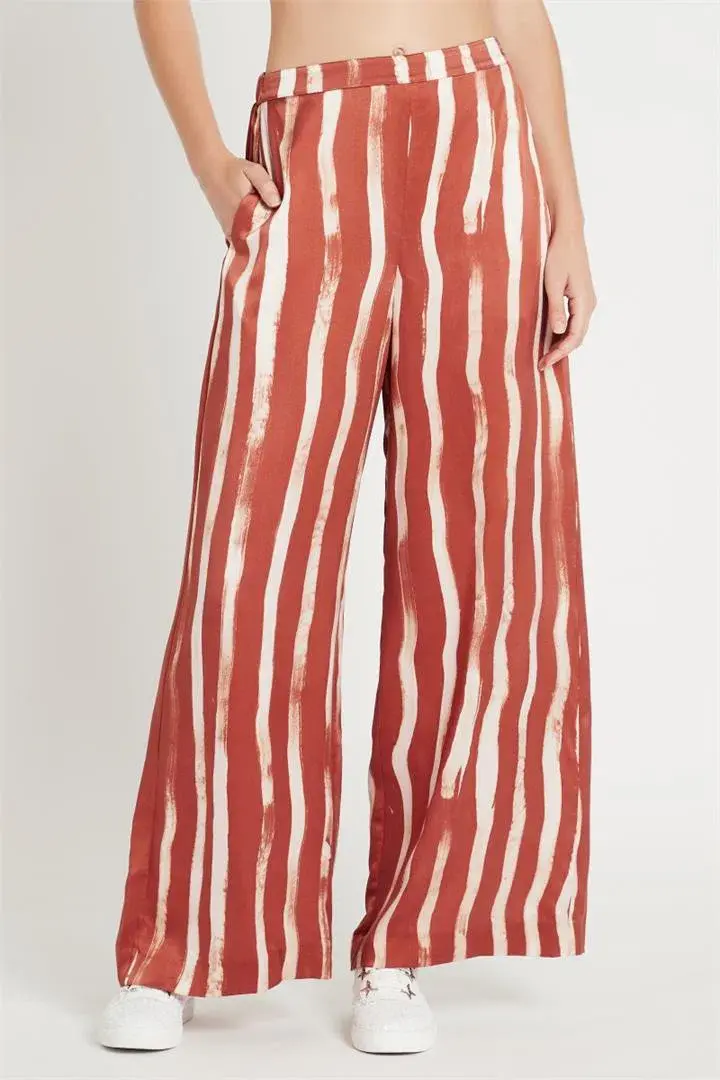 Sass & Bide Earn Your Stripes Wide Leg Pants Print Size 10 - Image 2