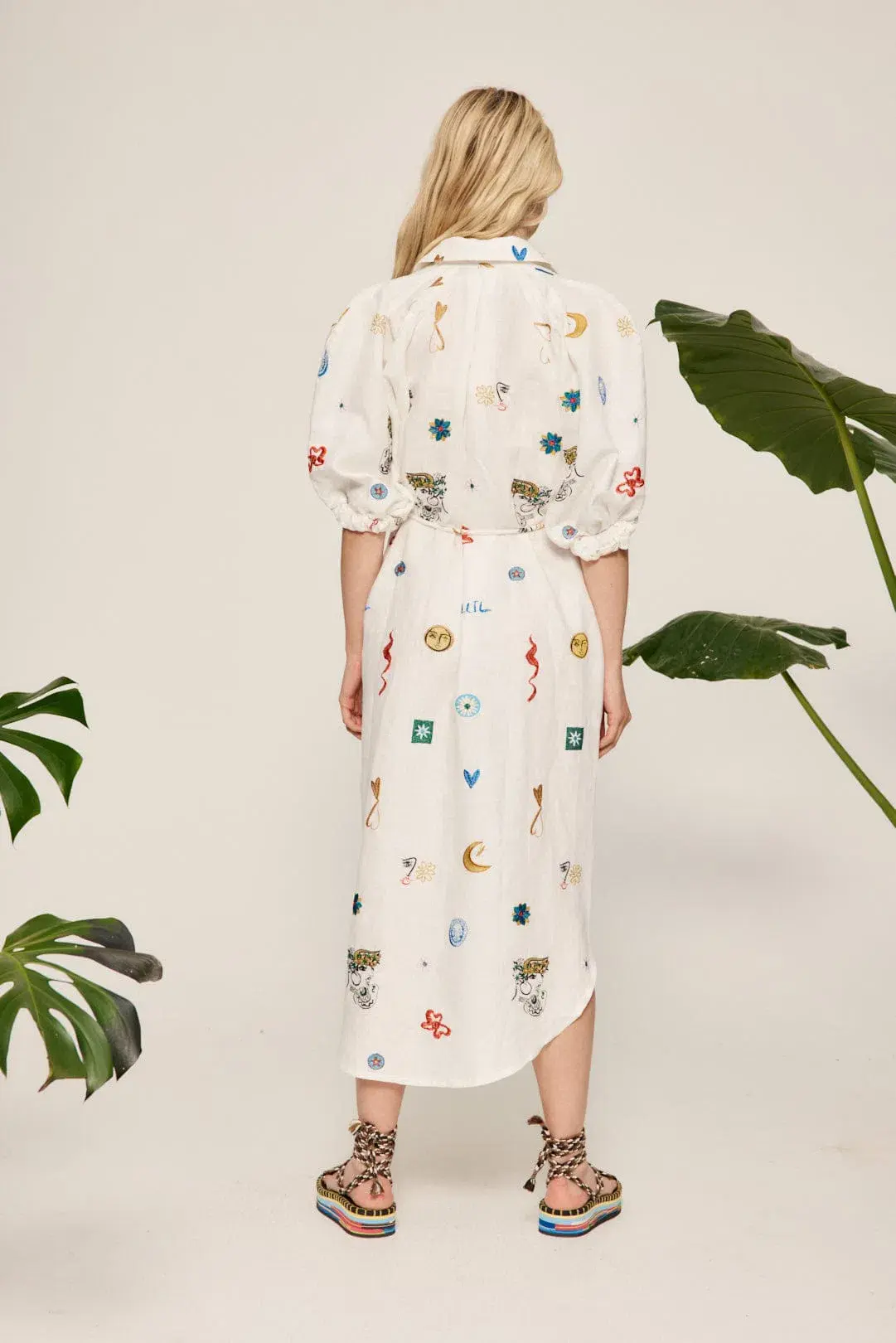 Alémais Soleil Embroidered Shirtdress White/Multi Size 12 - Image 3
