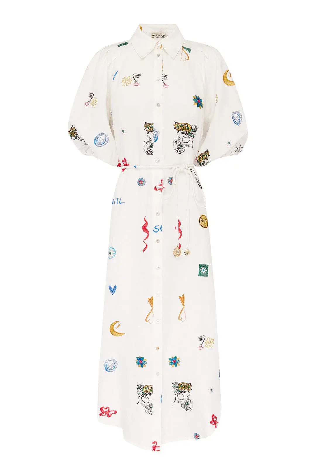 Alémais Soleil Embroidered Shirtdress White/Multi Size 12 - Image 4