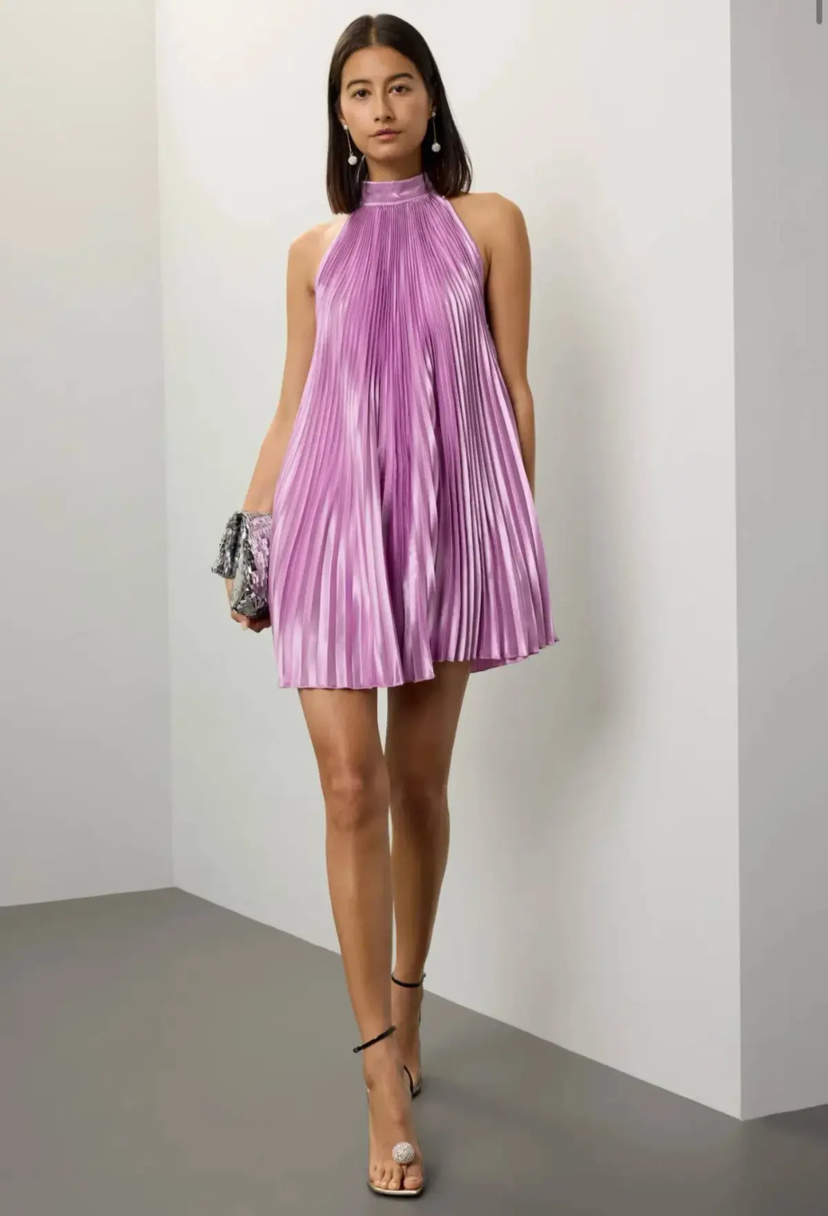L’Idee Amour Pleated Mini Dress Purple Size 6 - Image 1