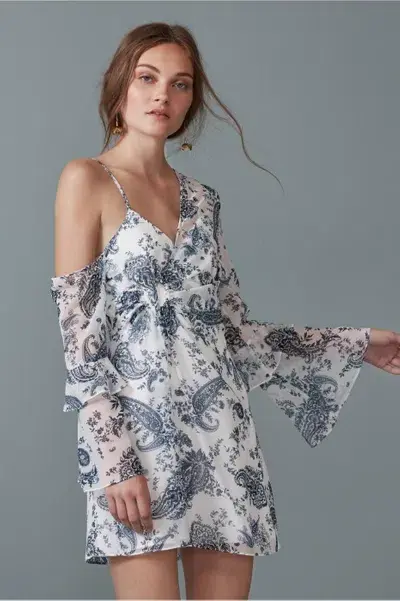Keepsake the Label One Shoulder Asymmetric Mini Dress Paisley Print Size 8  - Image 2