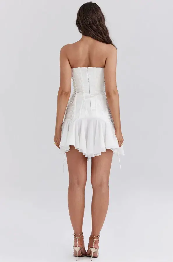 House Of CB Sirena Lace Up Mini Dress White Size S / 8 - Image 4