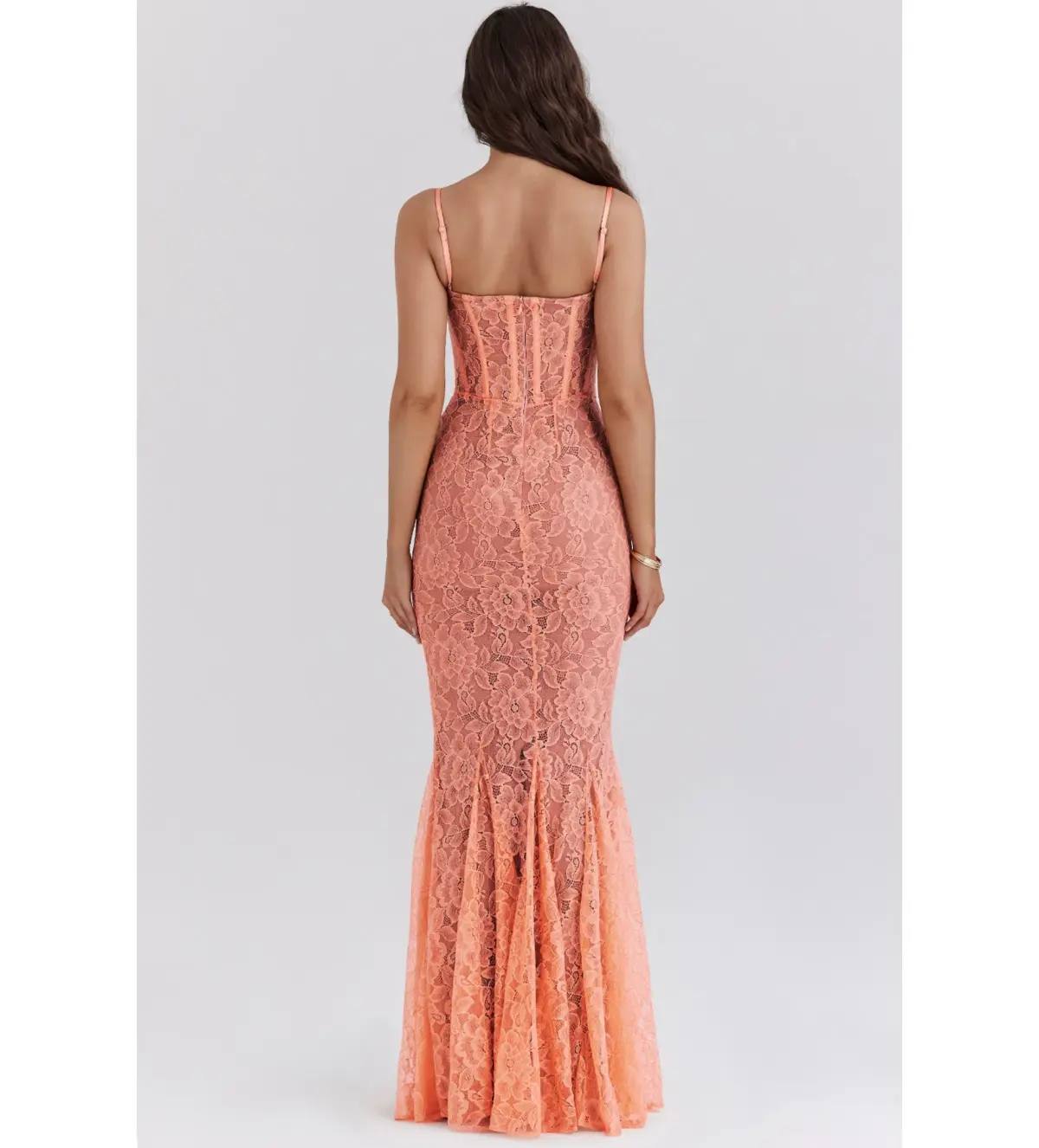 House Of CB Cordelia Lace Godet  Maxi Dress Sorbet Size XS / 6 - Image 3