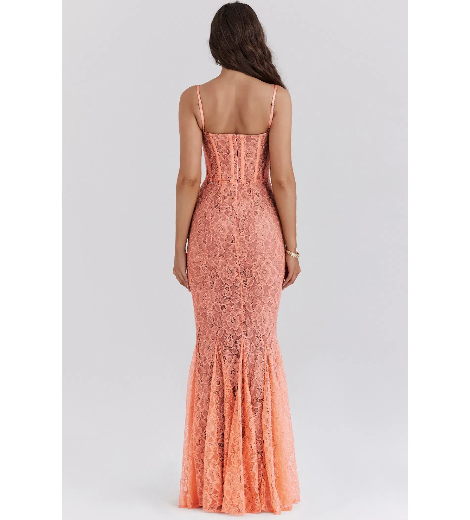 House Of CB Cordelia Lace Godet  Maxi Dress Sorbet Size XS / 6 - Image 3