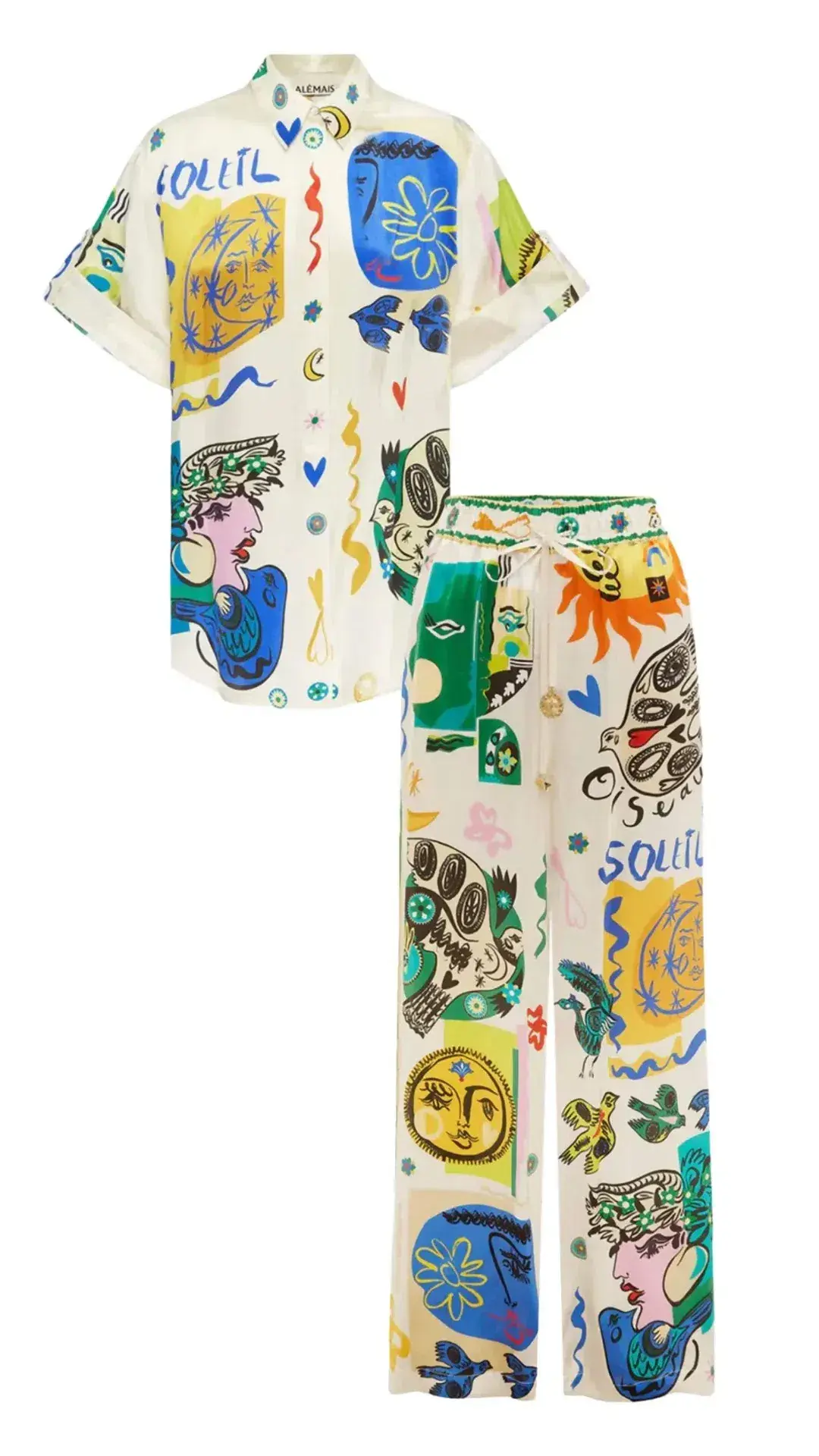 Alemais Soleil Silk Shirt And Pants Set Print Size 10 shirt size 8 pants - Image 2