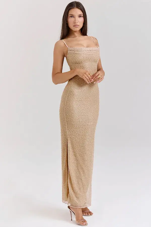 House Of CB Calla  Maxi Dress Seapearl Embellished Size M / 10 - Image 2