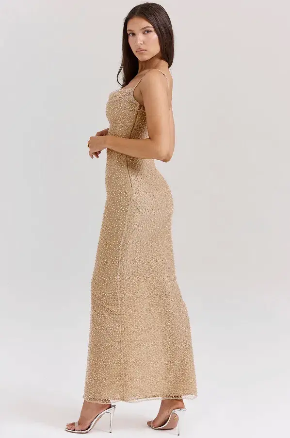 House Of CB Calla  Maxi Dress Seapearl Embellished Size M / 10 - Image 3