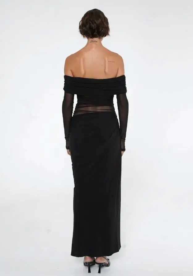 Benni Yasmin Off-Shoulder Maxi Dress Black Size 8 for rent on The Volte - main image
