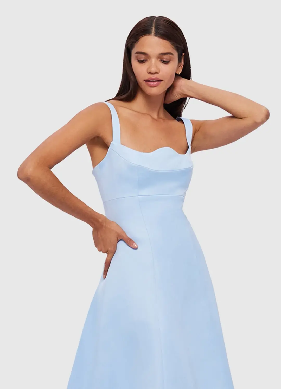 Leo Lin Odette Midi Dress in Sky Blue Size 10  for rent on The Volte - main image