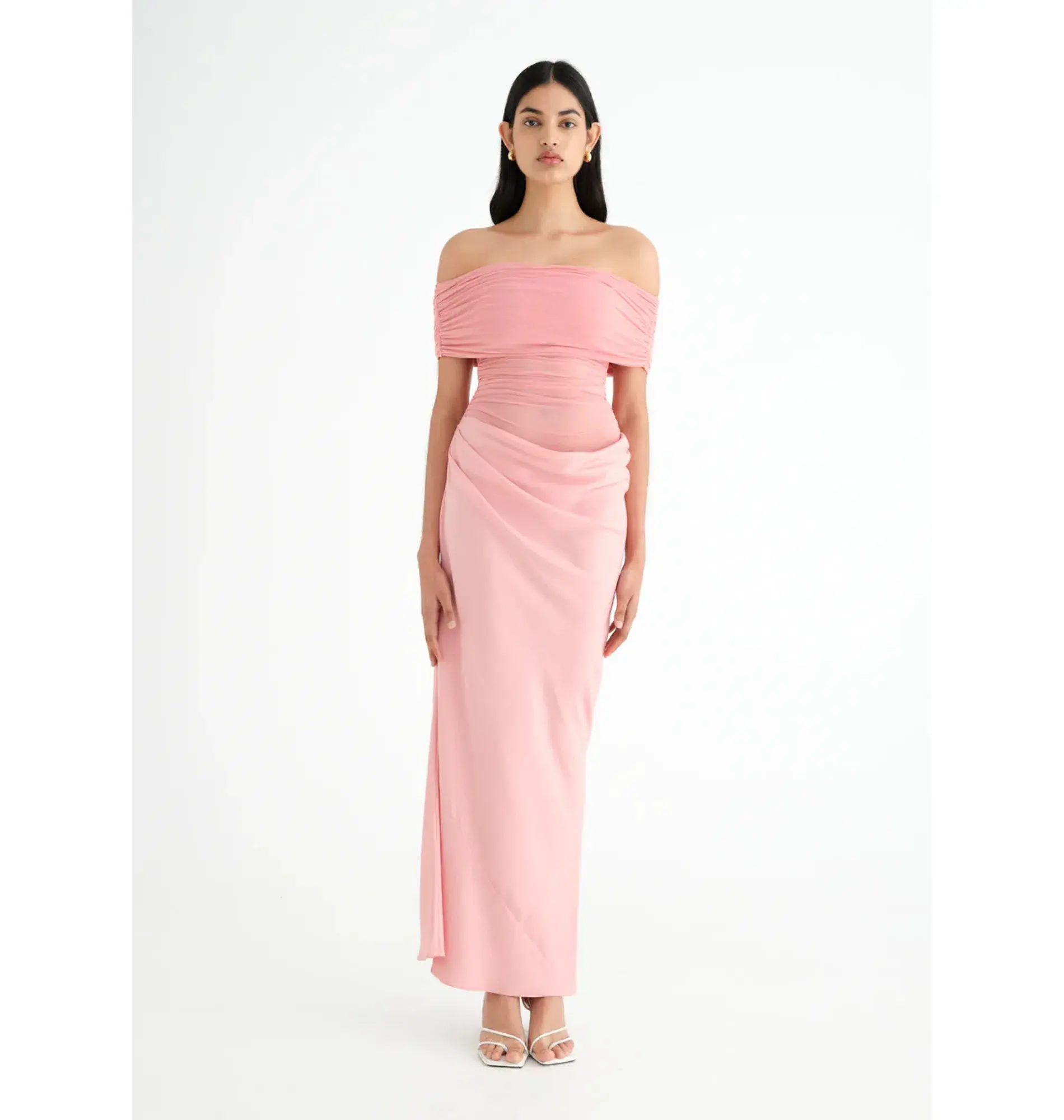 Benni Nico Off Shoulder Maxi Dress Candy Floss Size AU 8   - Image 1