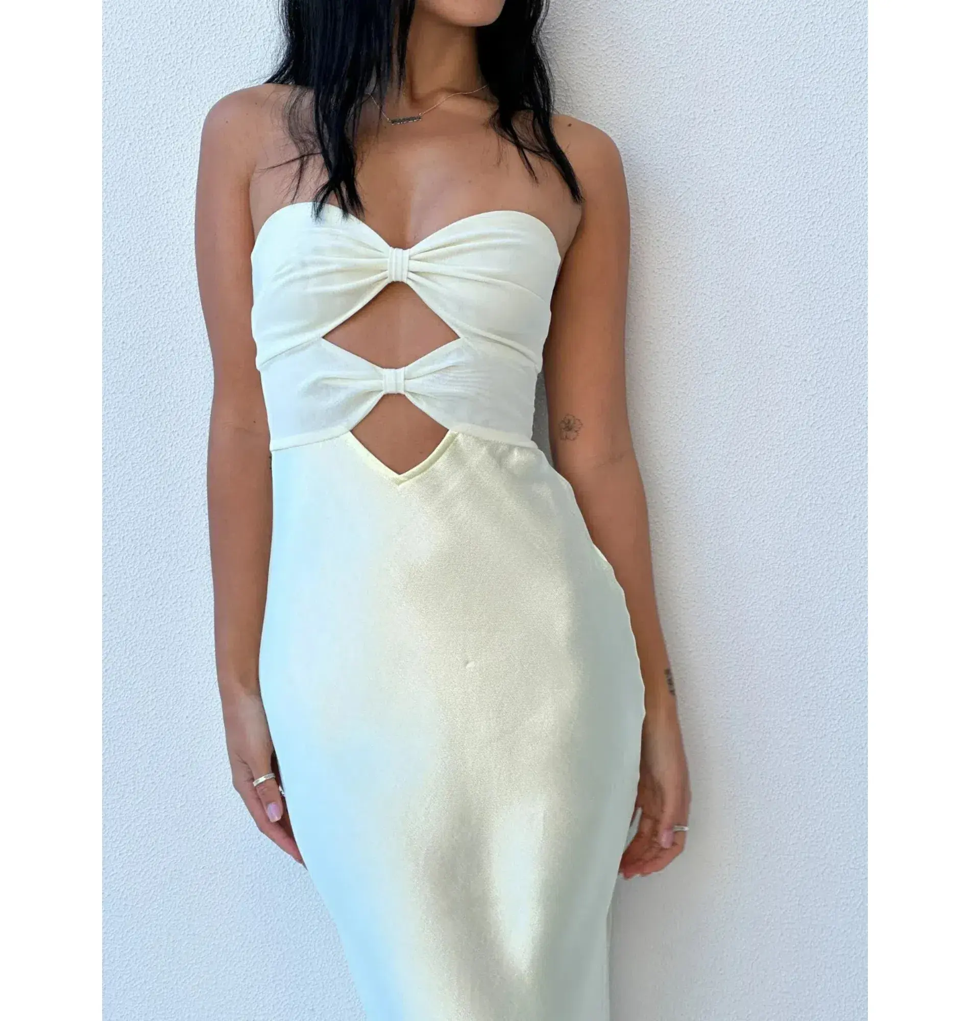Bec and Bridge Halle Strapless Dress Ice Yellow Size AU 8 - Image 2
